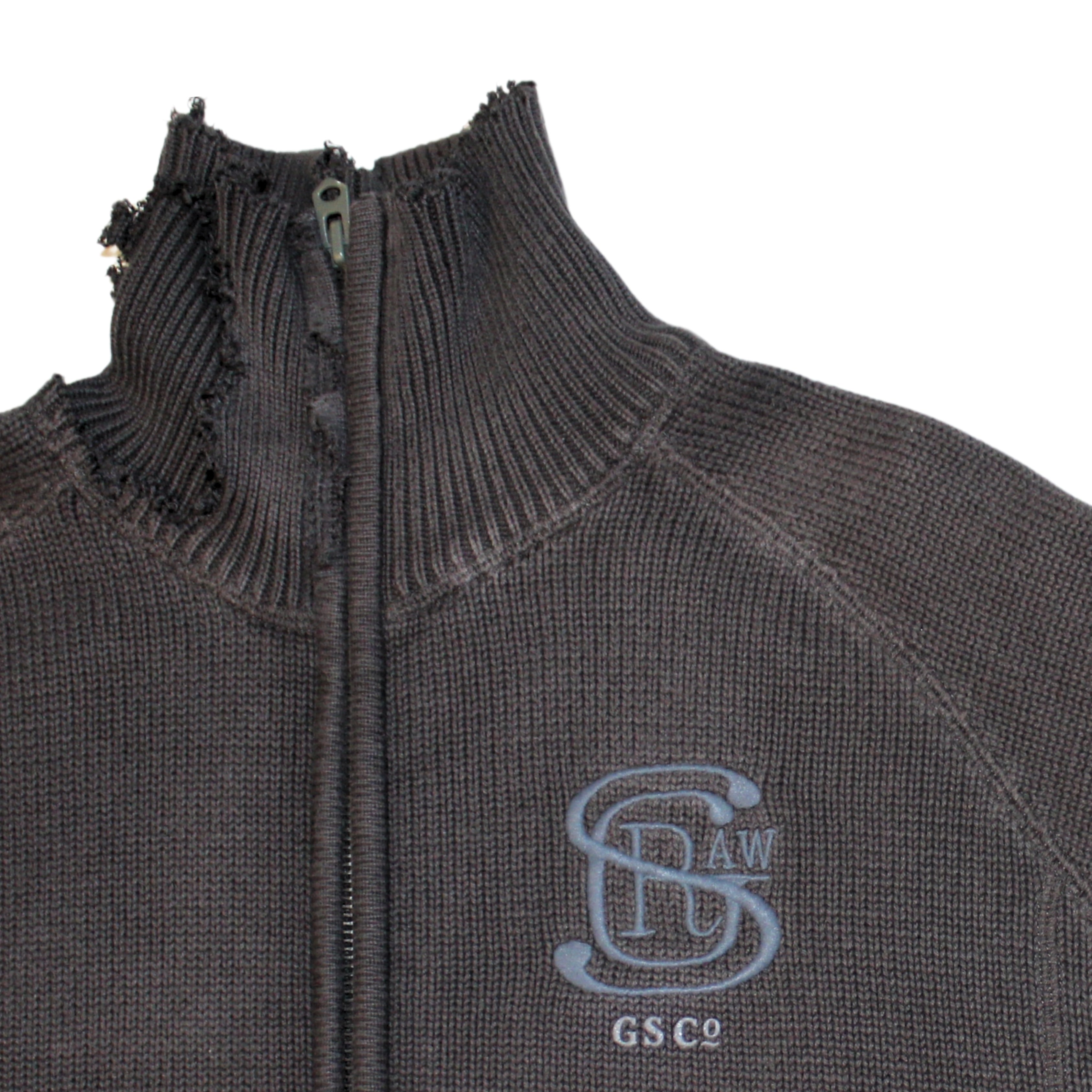 untitled 36 - distressed knit zip sweater