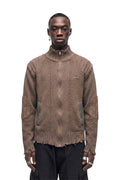 untitled 80 - taupe knit zip sweater