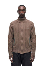 untitled 80 - taupe knit zip sweater