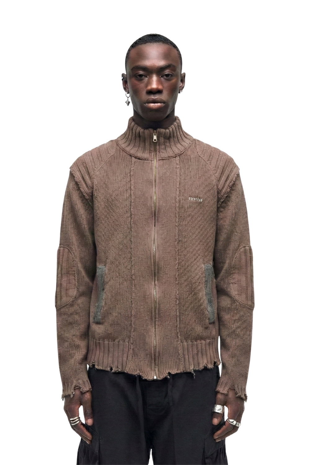 untitled 80 - taupe knit zip sweater