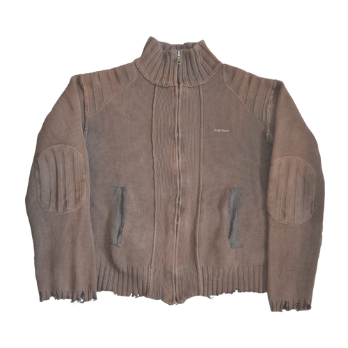 untitled 80 - taupe knit zip sweater