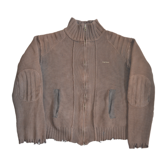 untitled 80 - taupe knit zip sweater