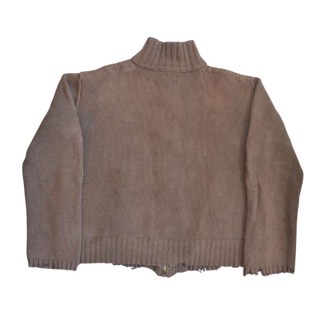 untitled 80 - taupe knit zip sweater