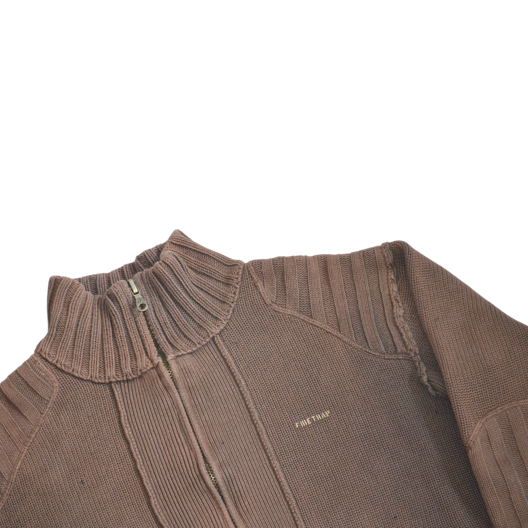 untitled 80 - taupe knit zip sweater