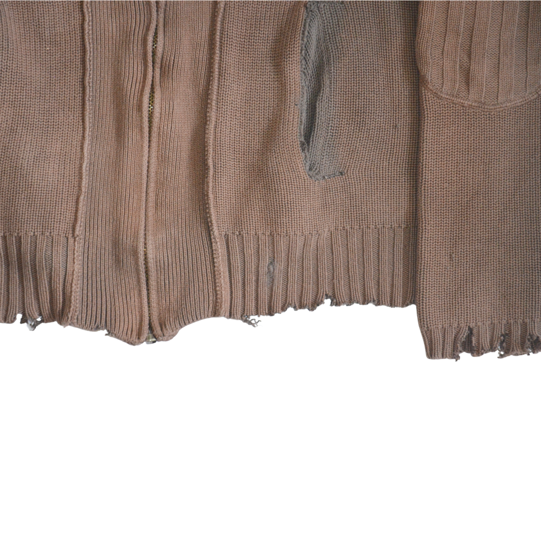 untitled 80 - taupe knit zip sweater