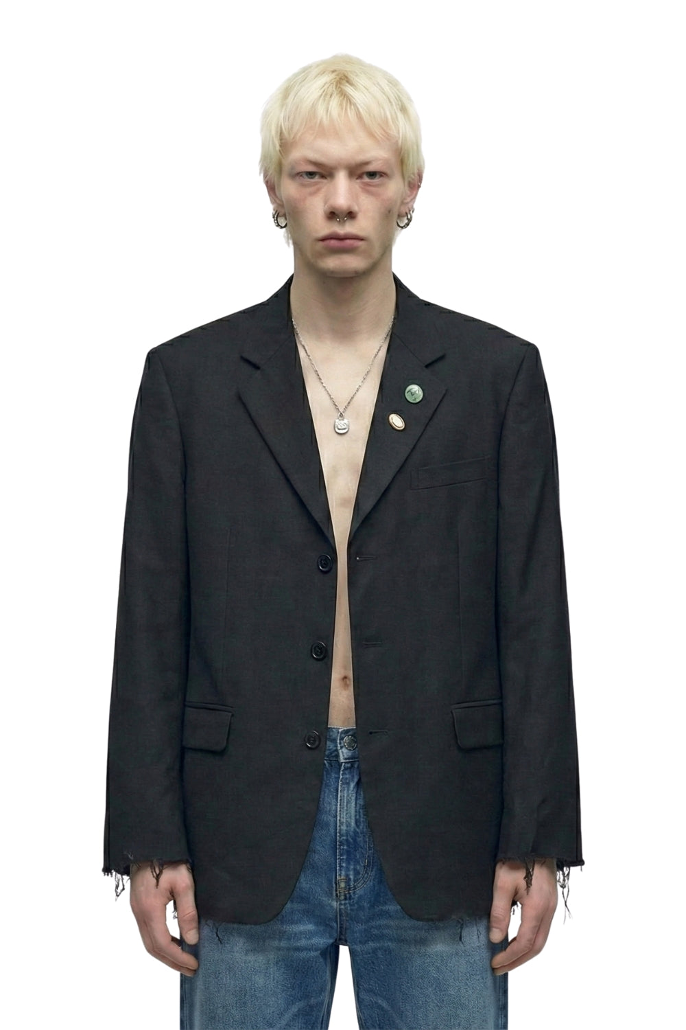 untitled 109 - black blazer with vintage jewels